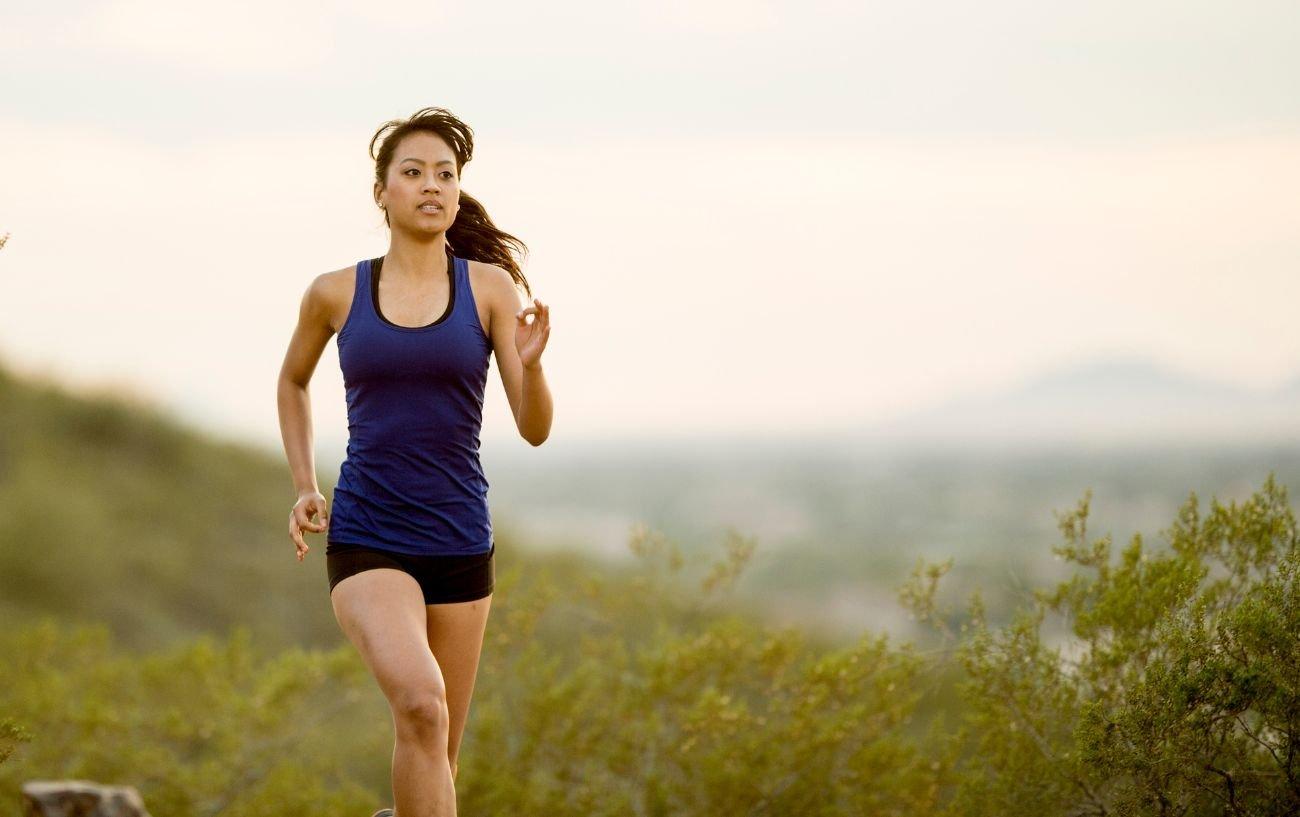 A person trail running.