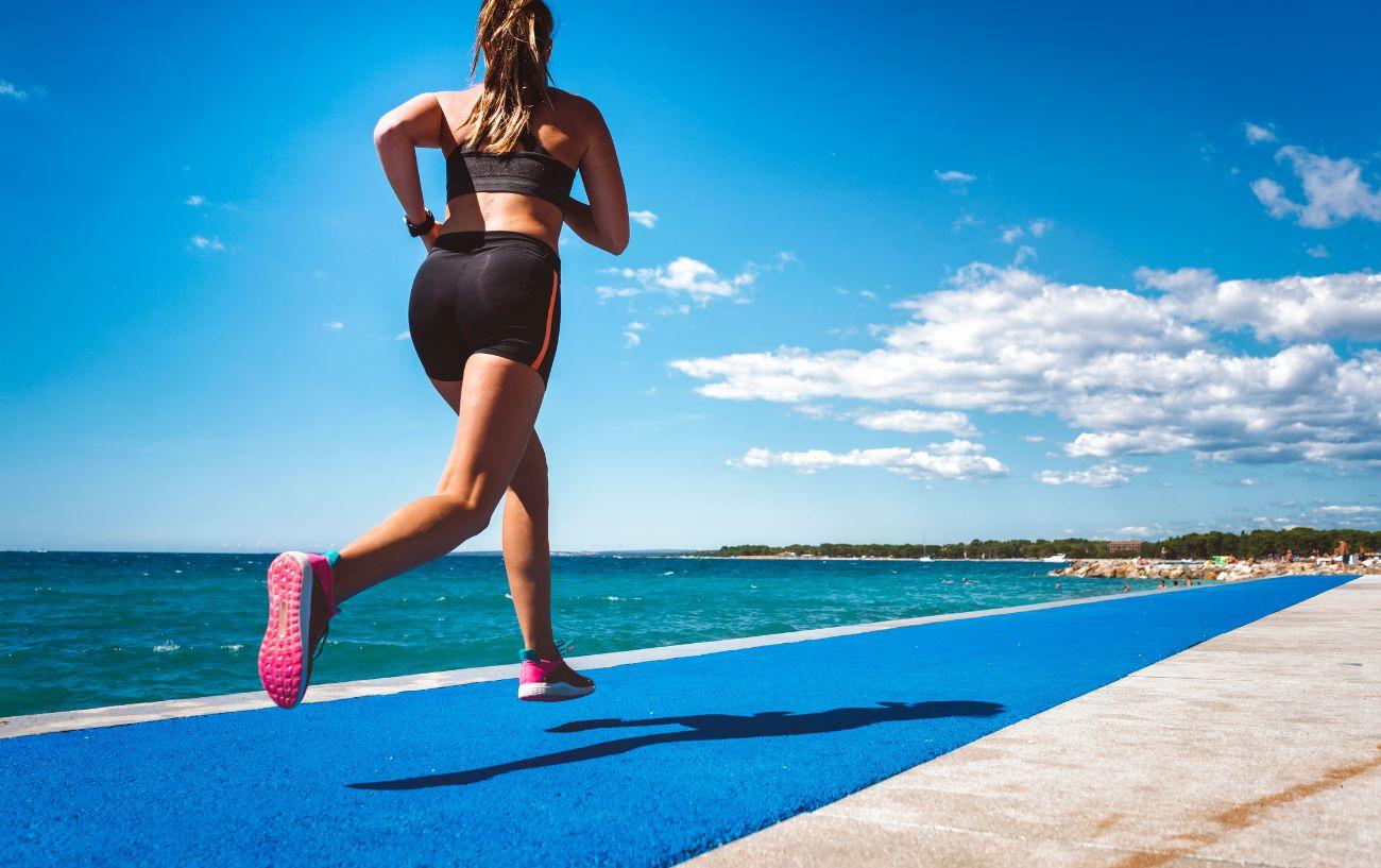 A person running on the coast.