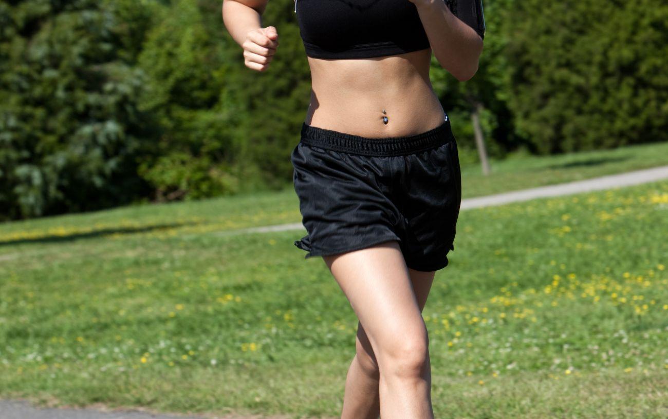 A close-up of someone's running shorts.