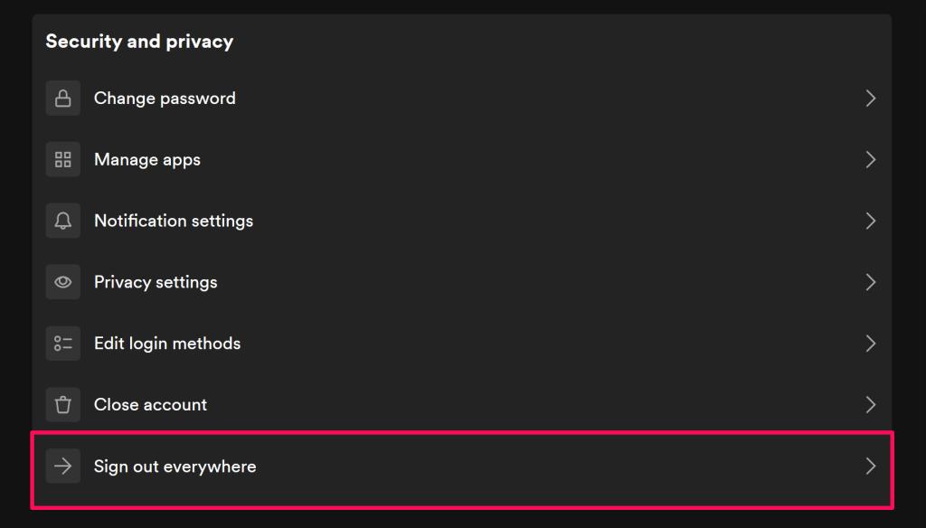 "Sign out everywhere" option on Spotify account overview page