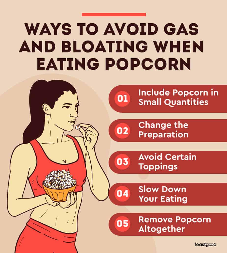ways to avoid gas and bloating when eating popcorn