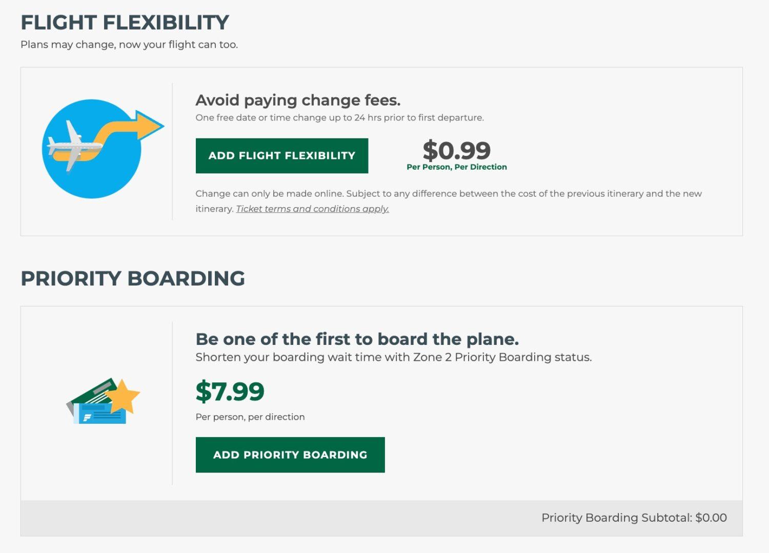 frontier change fees others