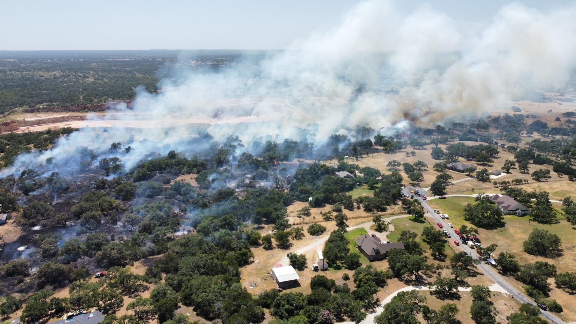 The Ruby Ranch Fire burns near Buda on July 18, 2023. (KXAN Viewer Photo)