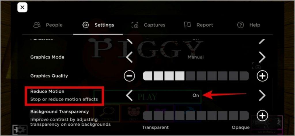 Reduce Motion in Roblox Game on Mobile
