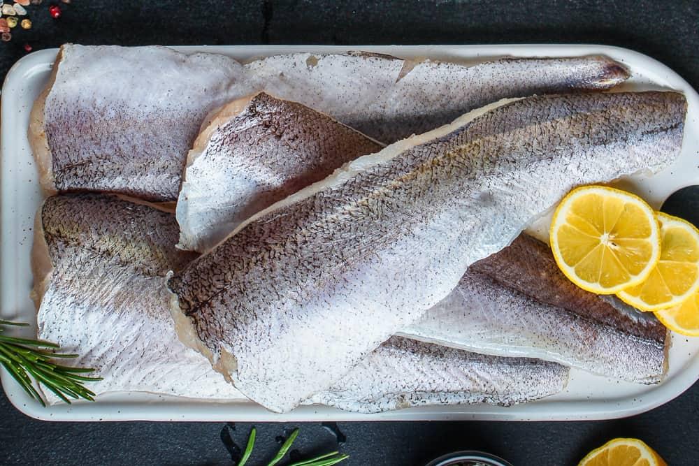 fish raw hake (set of ingredients for cooking)