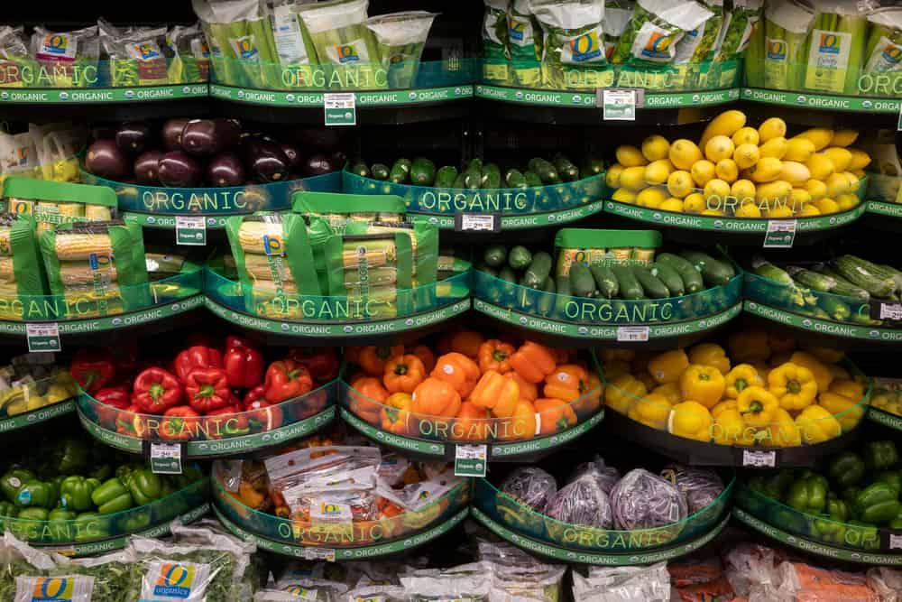 USDA Organic certified fresh produce varieties in a Safeway grocery store