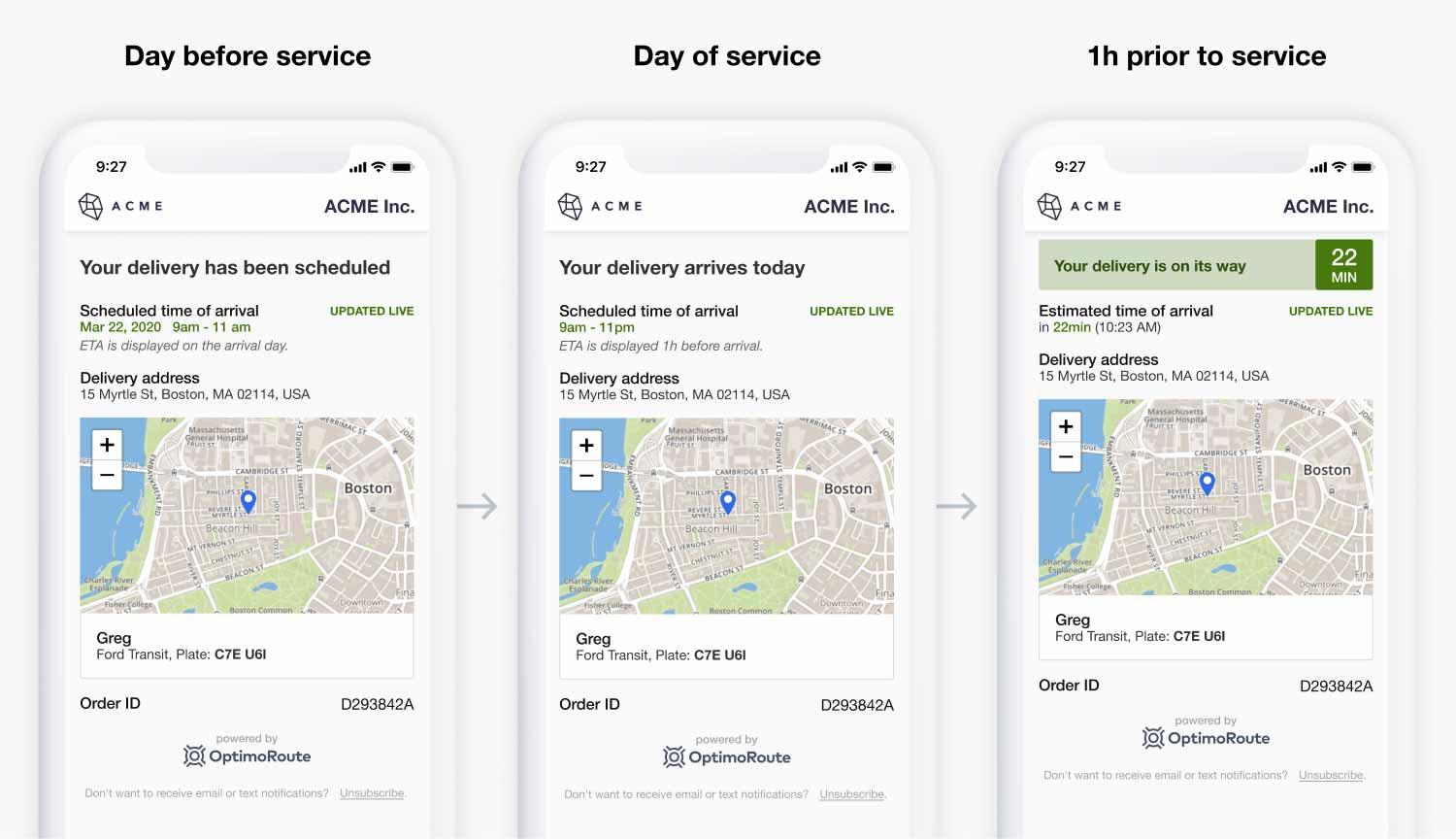 Realtime Order Tracking - Powered by OptimoRoute