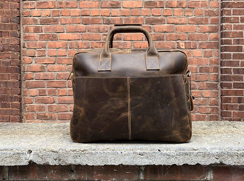 aged leather briefcase