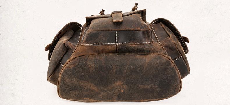 aged leather backpack