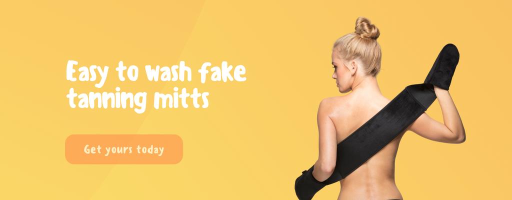 Easy to wash fake tanning mitts