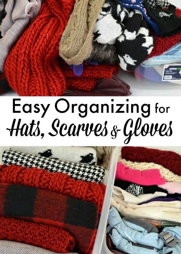 A quick and easy tip to organize hats, scarves and gloves. All you need is a few minutes!