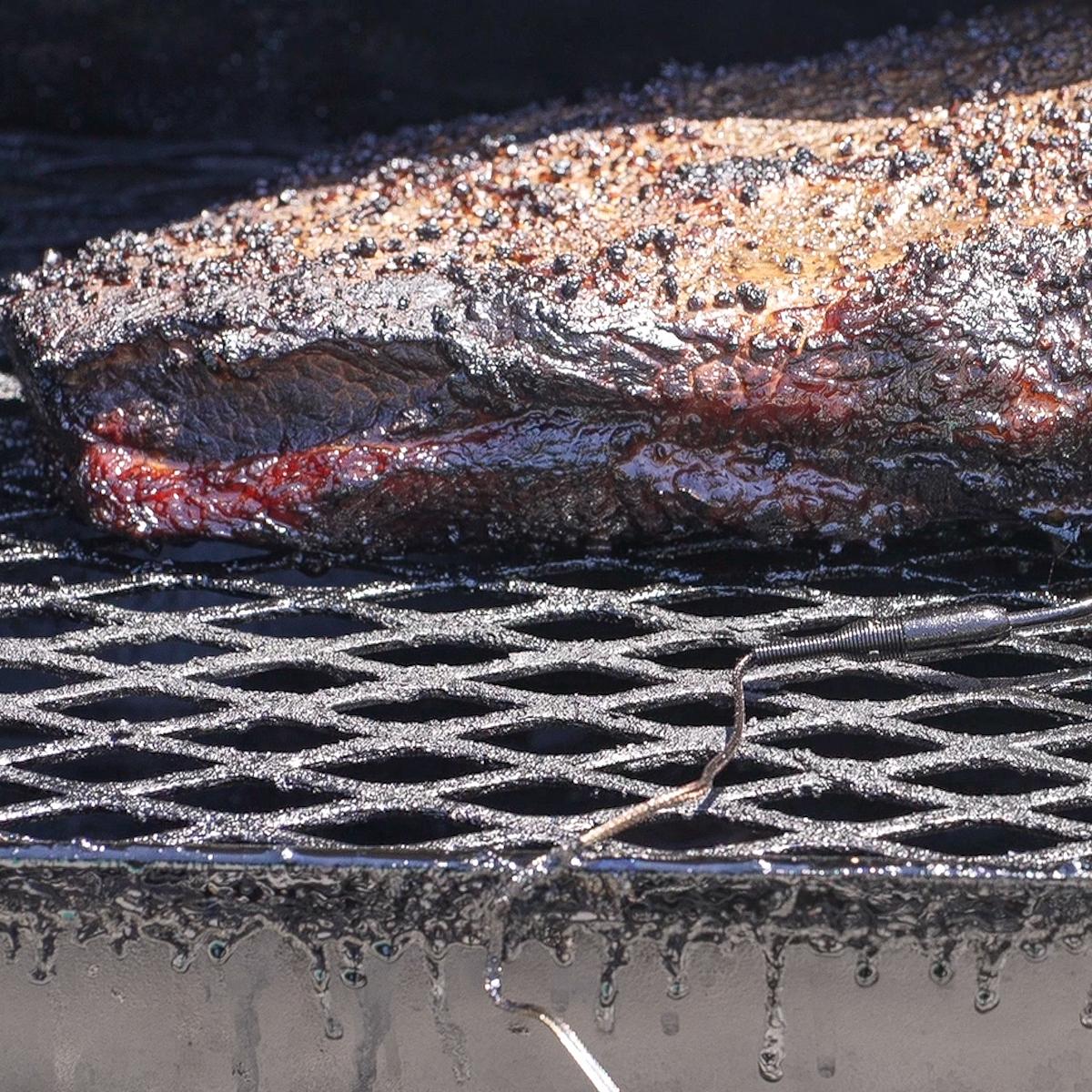 Brisket in the smoker.