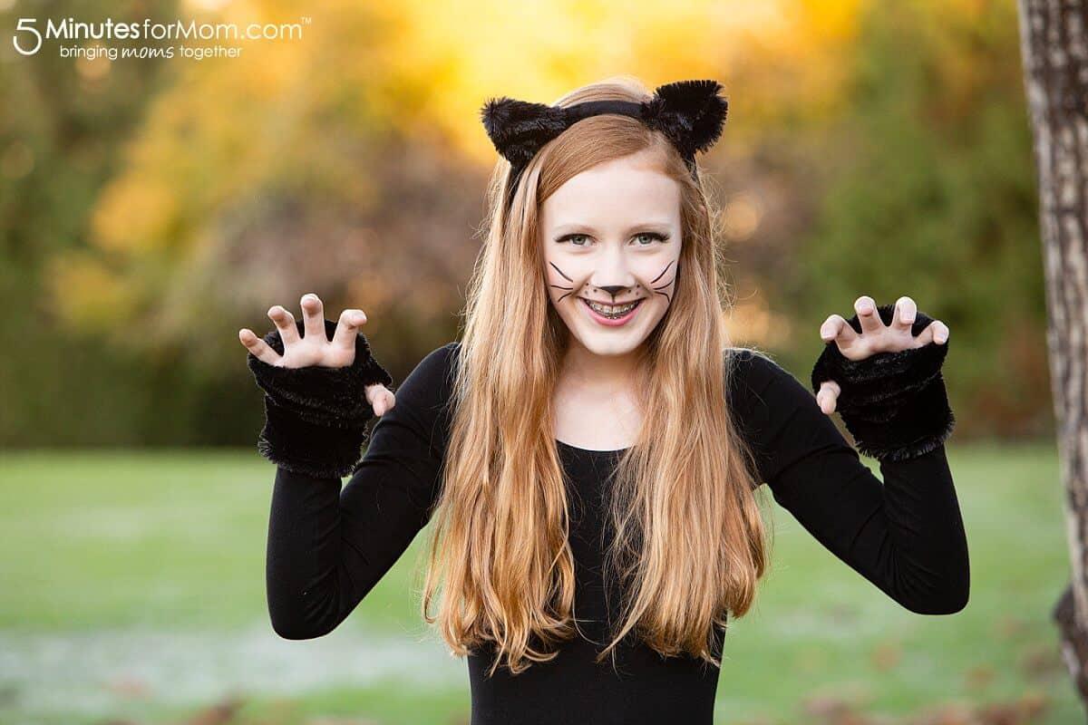 Teenage girl wearing an easy to make DIY Cat Costume