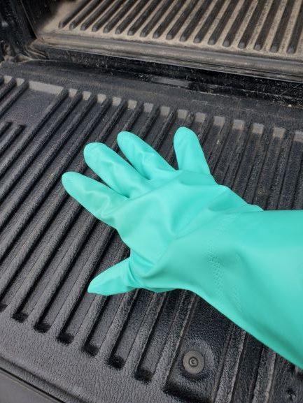 Disposable "surgical" gloves underneath reusable gloves