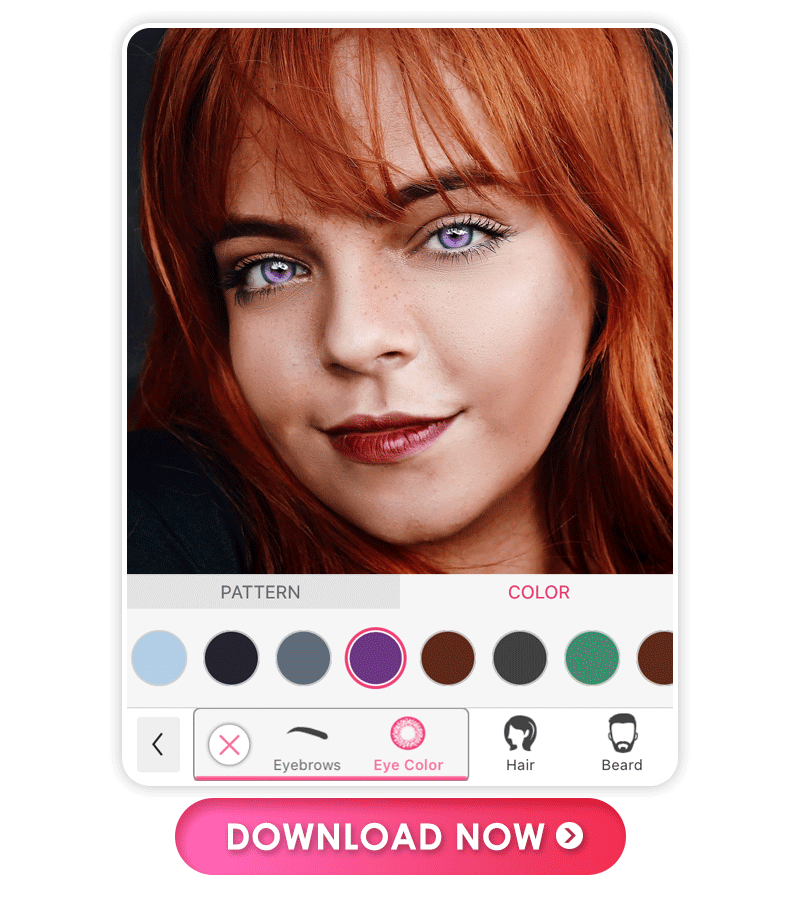 YouCam Makeup eye color changing app offers up to 207 free eye color filters for users to try natural eye color changing.