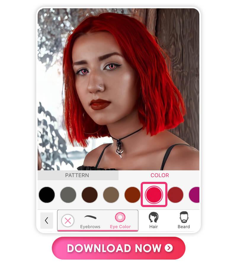 Try 10+ red eye color filter for free with the best eye color changing app for iPhone and Android, YouCam Makeup.