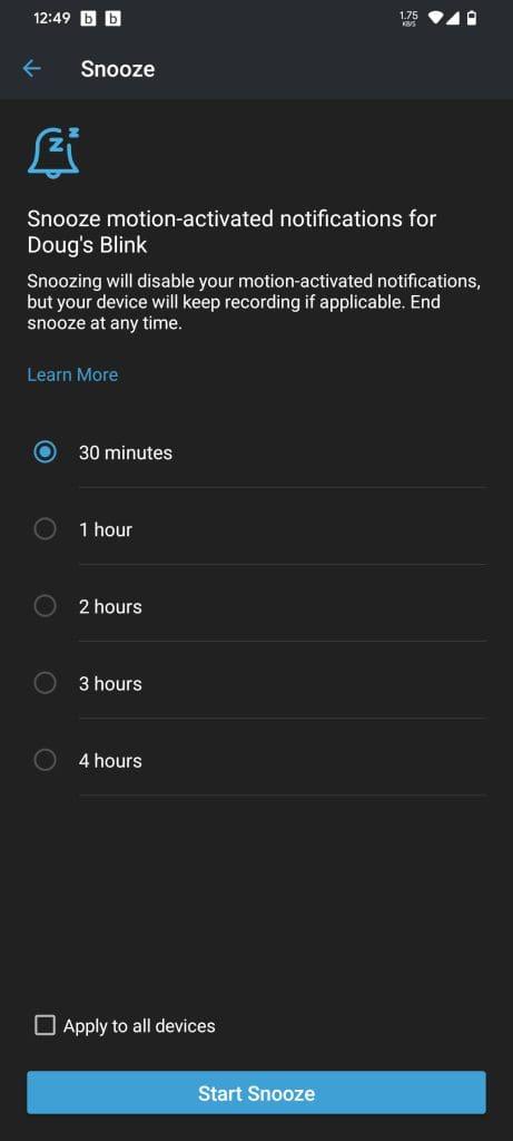 Blink Snooze Feature