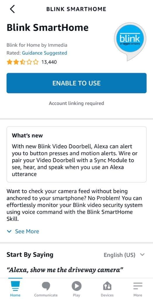 Using Alexa Blink SmartHome Skill