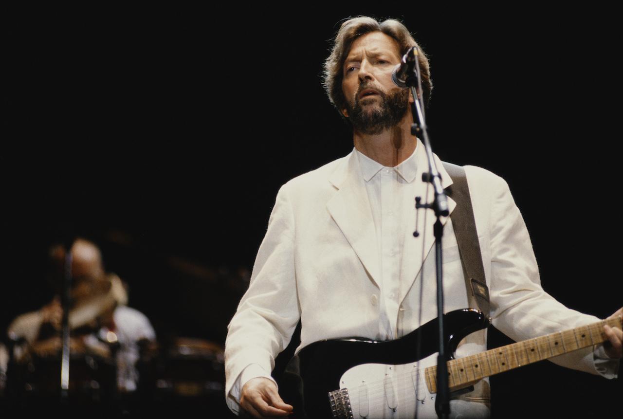 Eric Clapton performs in 1992, the year after his son