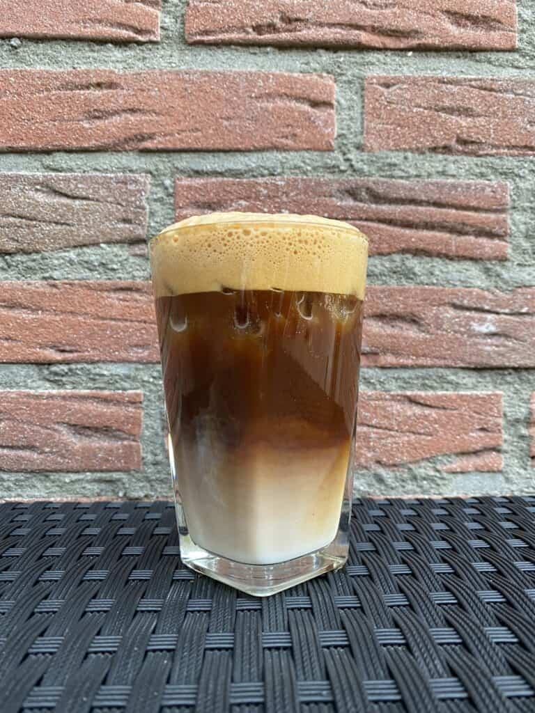 Iced shaken espresso, ready to drink.