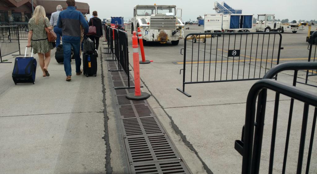 International airport runway with 3000 Series trench drain
