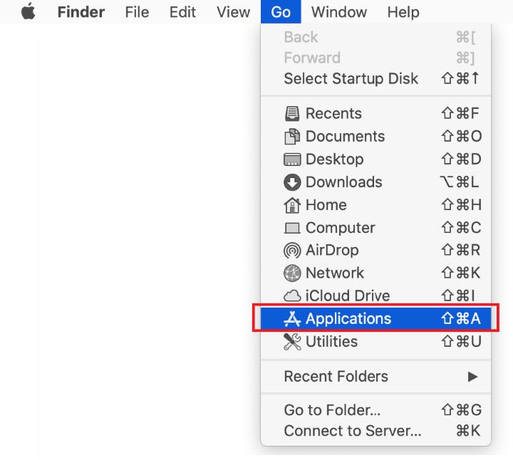 Go to Applications screen on Mac