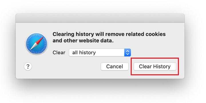 Clear history in Safari