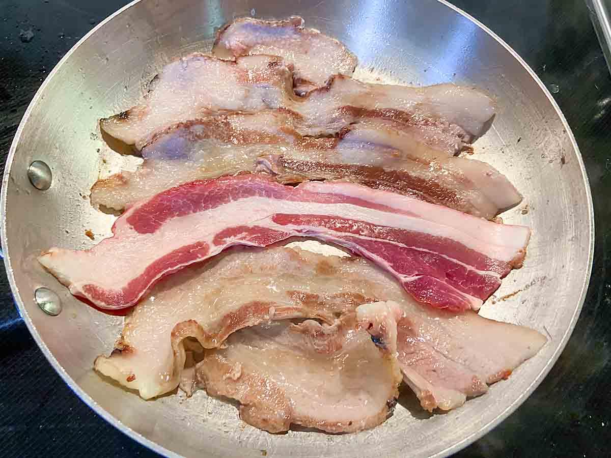 Side pork in frying pan