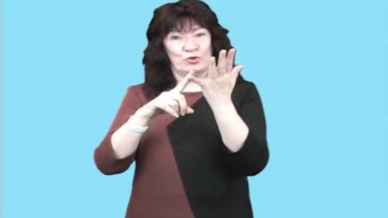 BSL teacher with hand gesture