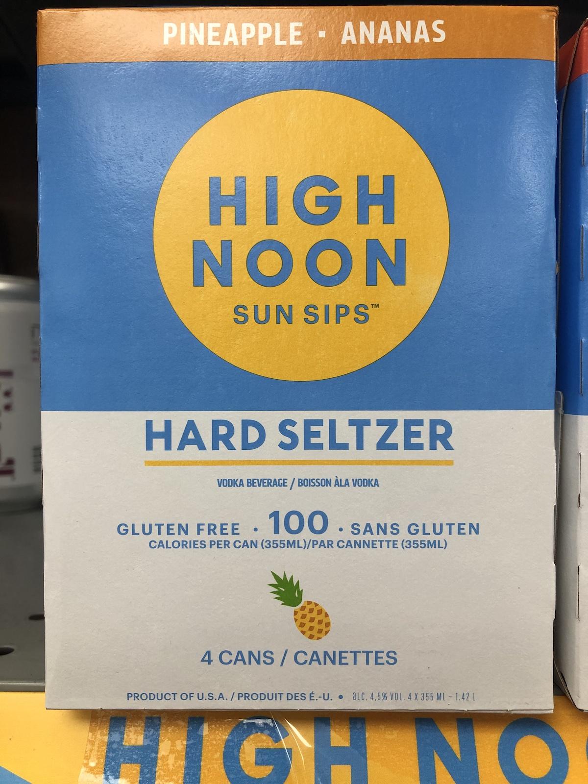 Picture of a box of High Noon Seltzer, one of the best gluten free hard seltzers available.