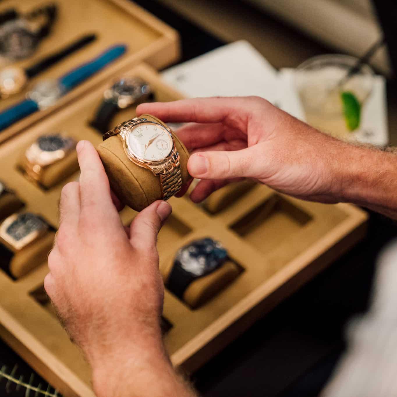 selecting a watch from a watch box