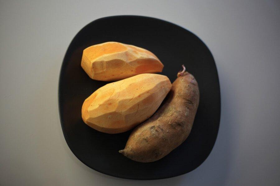Peeled sweet potatoes