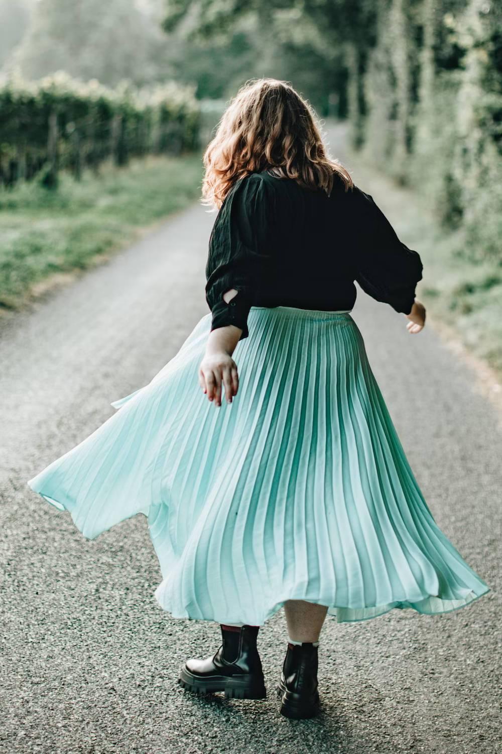 long sleeve green skirt outfit