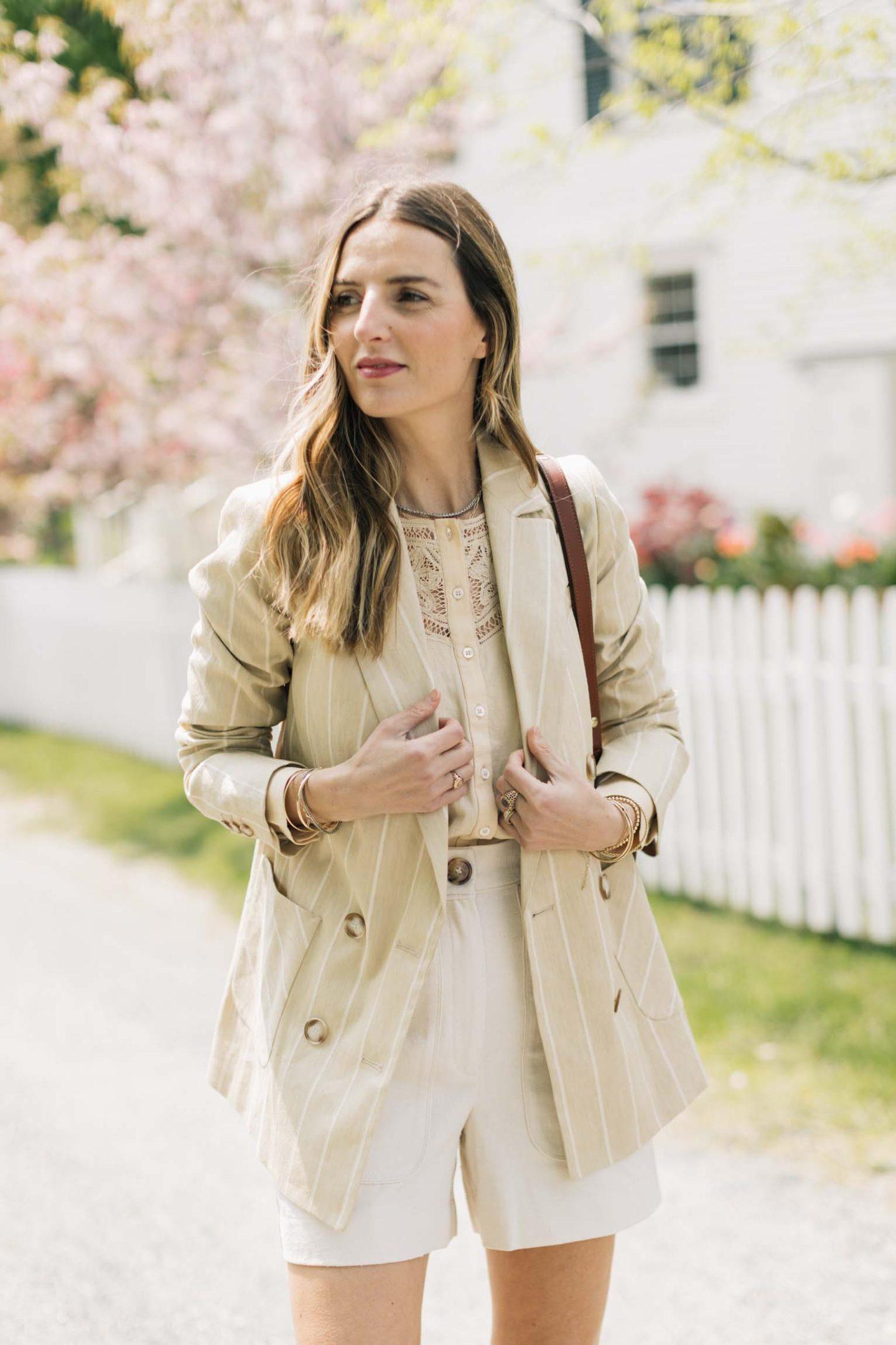 Dressy shorts outfit with blazer