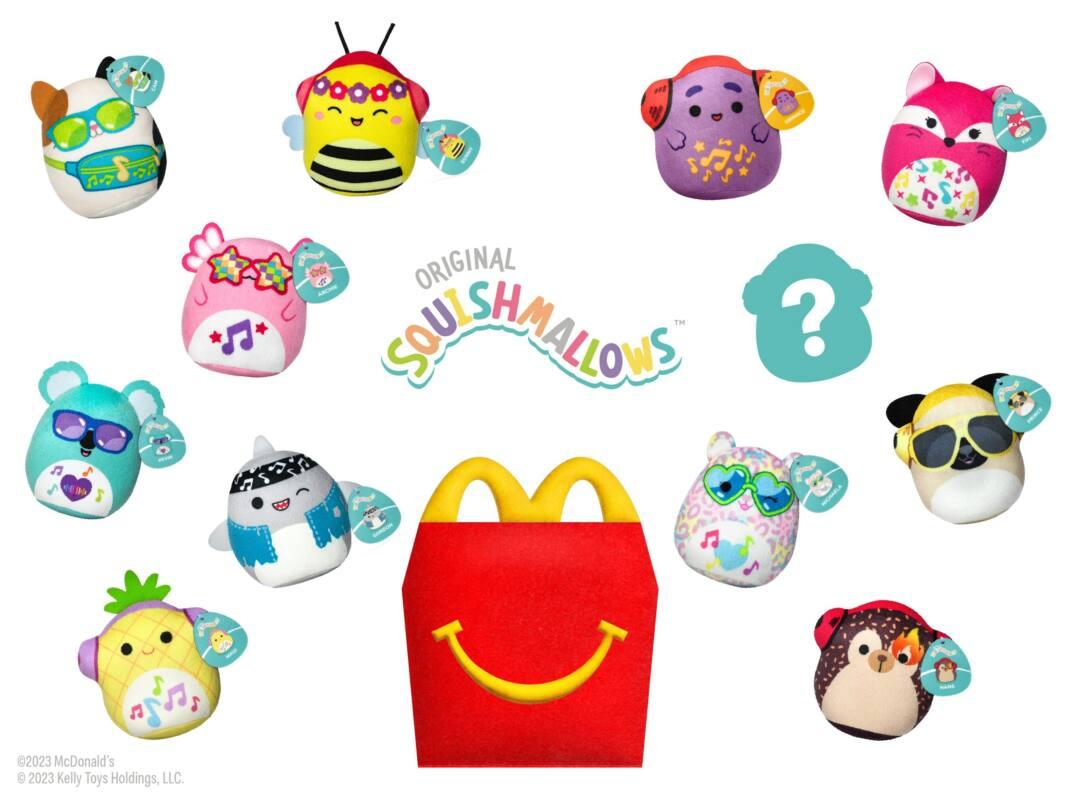 A photo of the 12 Squishmallows that will be part of McDonald