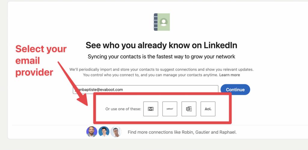 send linkedin connection request with google contacts