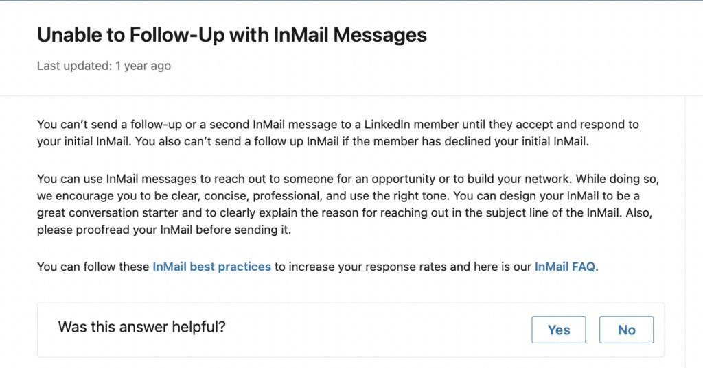 inmail follow up policy