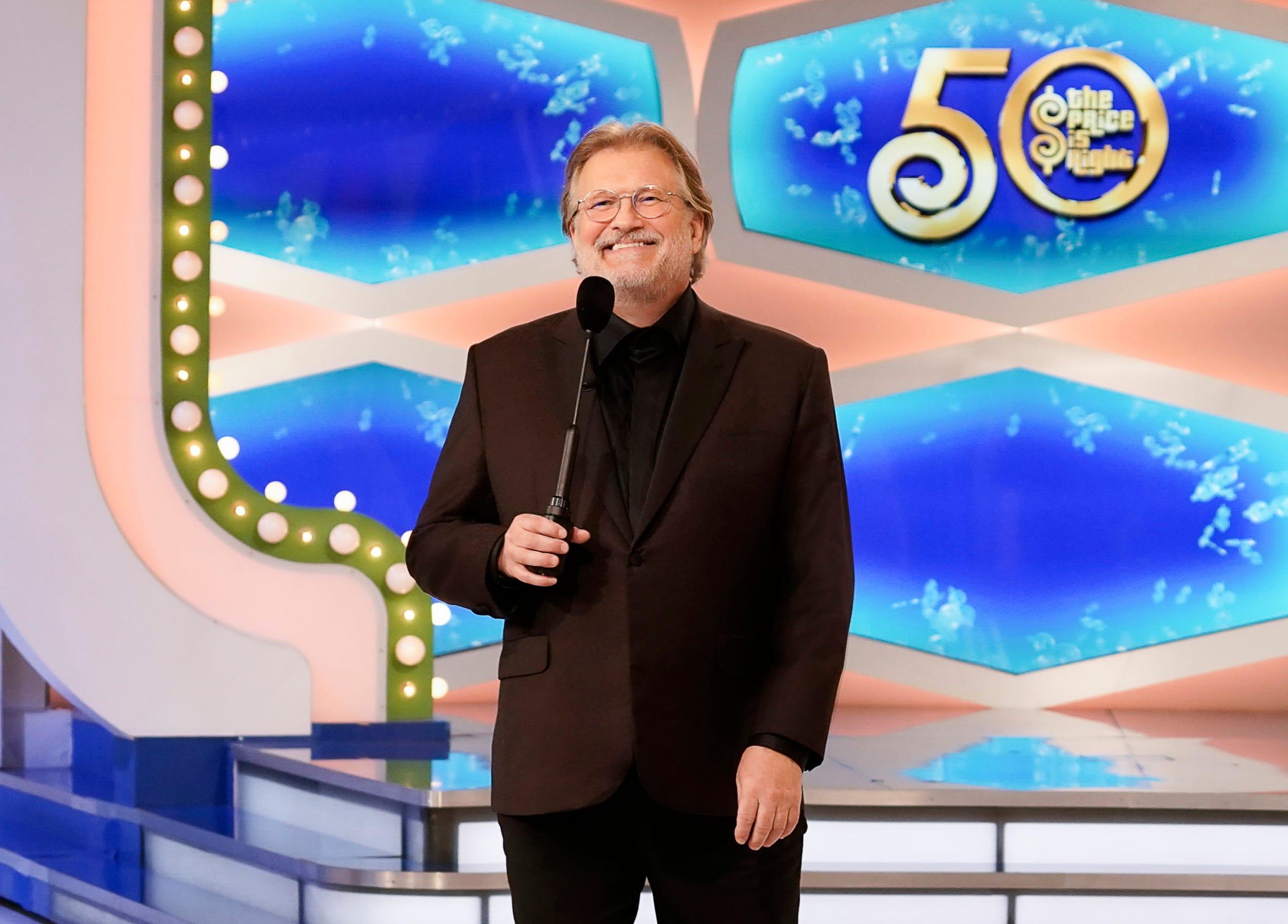 This image released by CBS Entertainment shows host Drew Carey on the set of "The Price Is Right." The legendary game show is saying goodbye to Bob Barker Studio and moving to a new studio in Glendale.