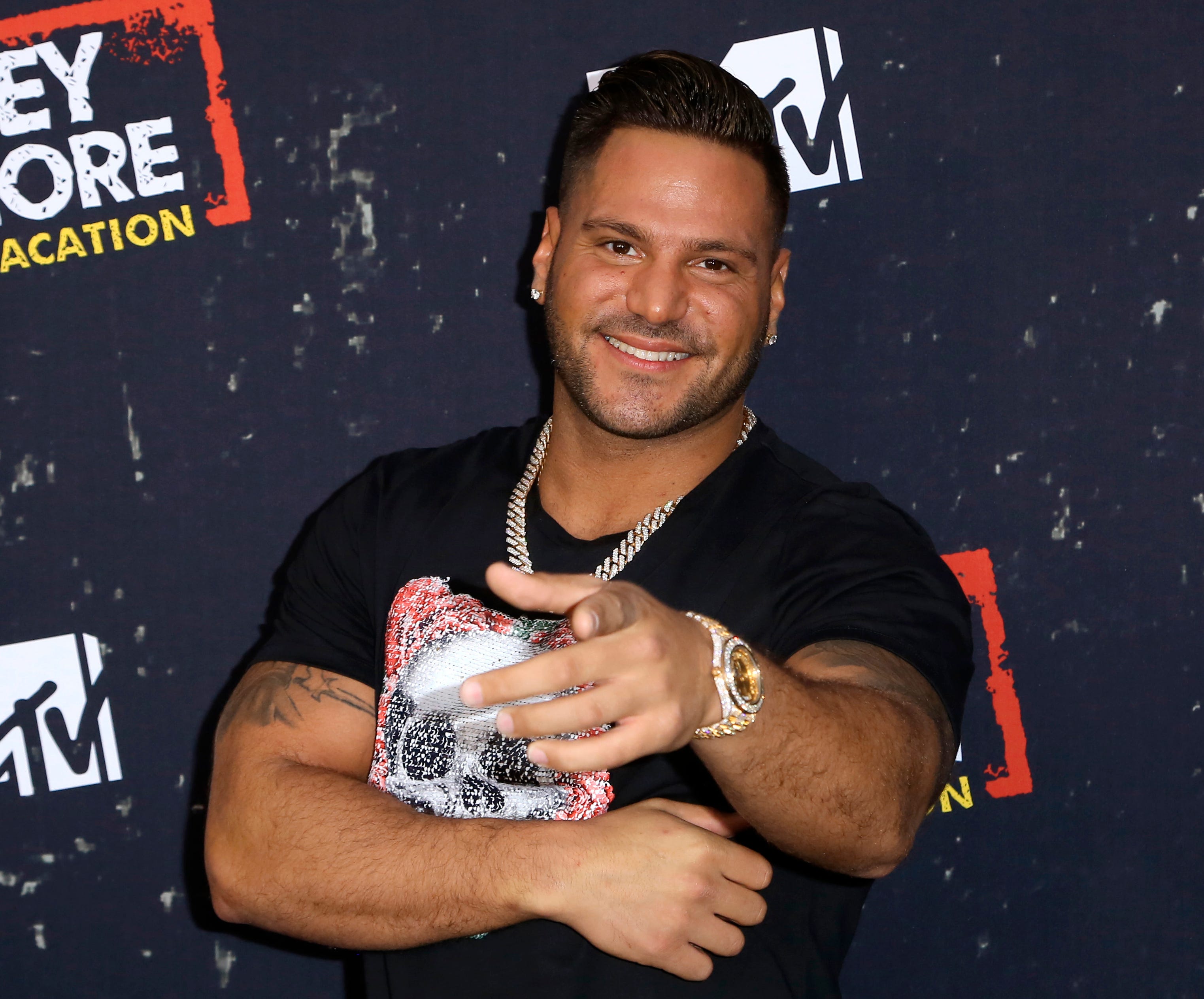 Ronnie Ortiz-Magro arrives at the premiere of "Jersey Shore Family Vacation" in Los Angeles on March 29, 2018.