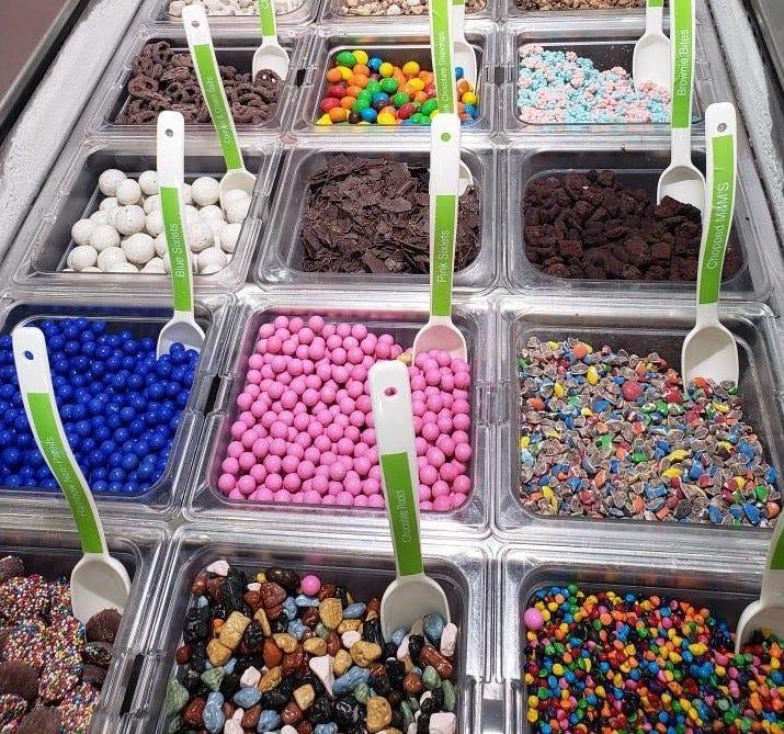 SweetFrog toppings for frozen yogurt, ice cream, sherbet and sorbet in Colonial Heights, VA.