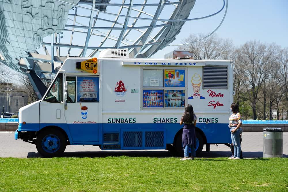 ice cream truck with customers