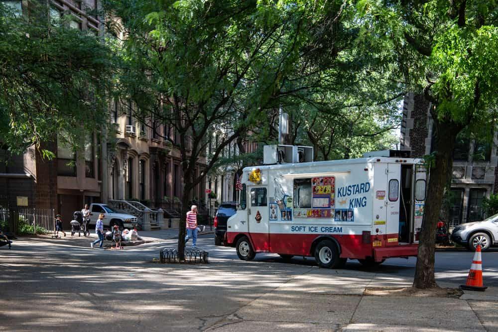 ice cream truck in shade