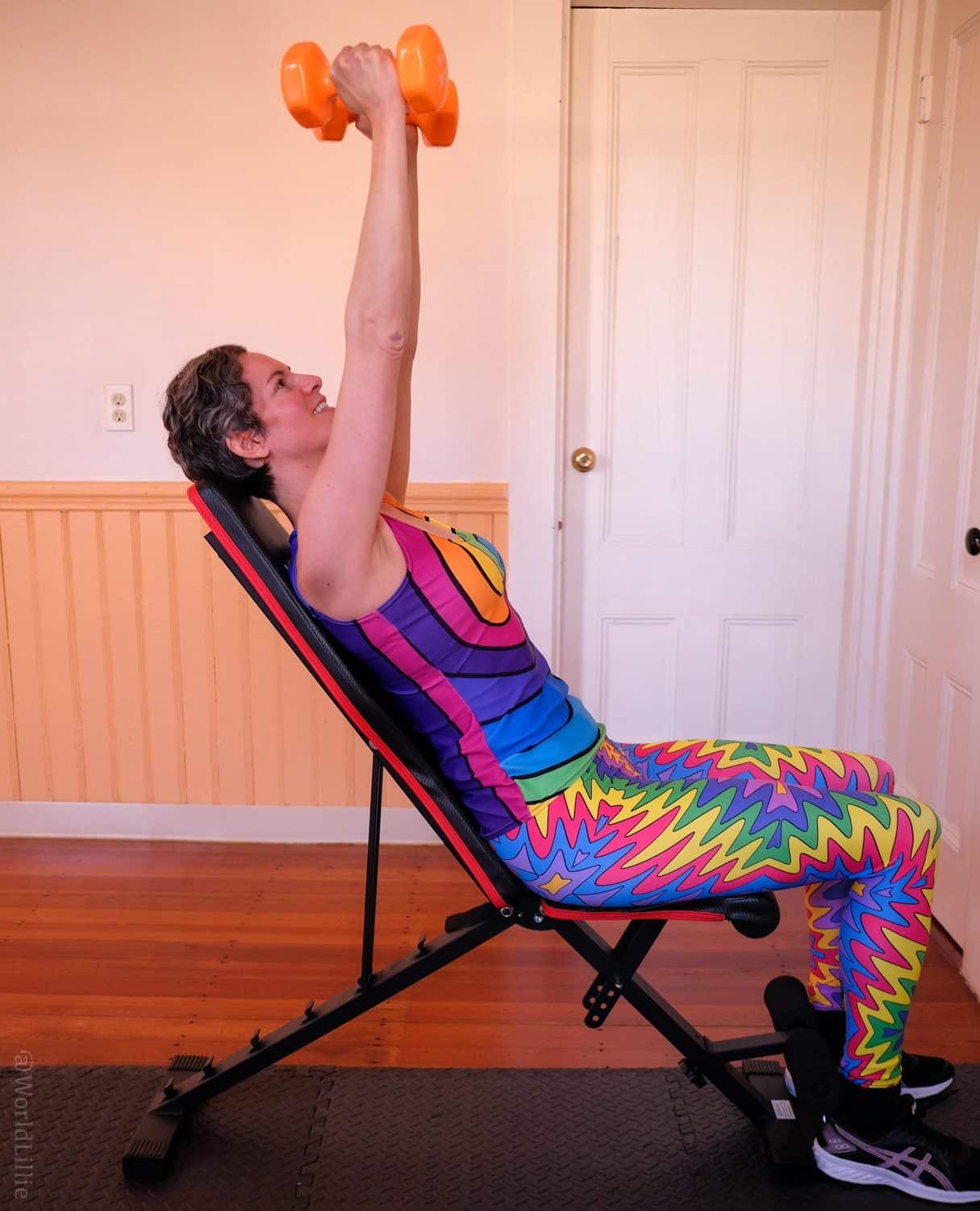 Using the weightlifting bench at an incline.