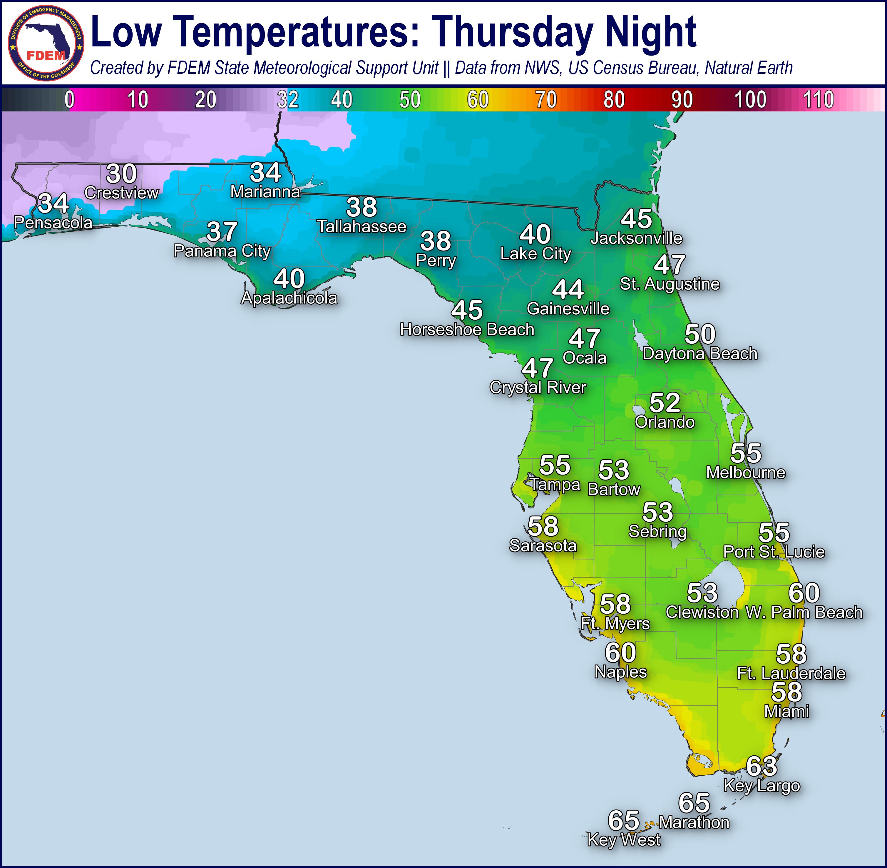 Temperatures are falling across Florida as a cold front moves through Dec. 28, 2023.