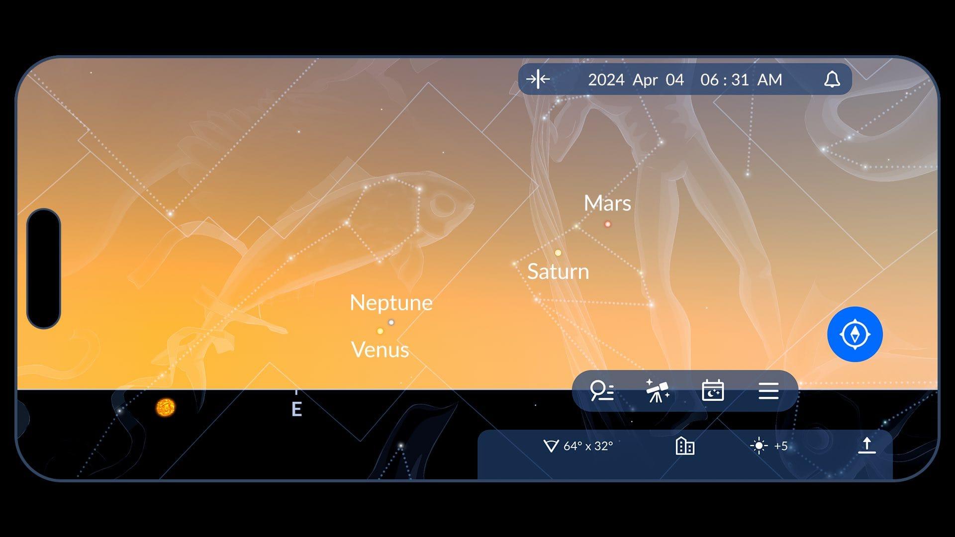 Planetary Alignment on April 4, 2024 in Sky Tonight