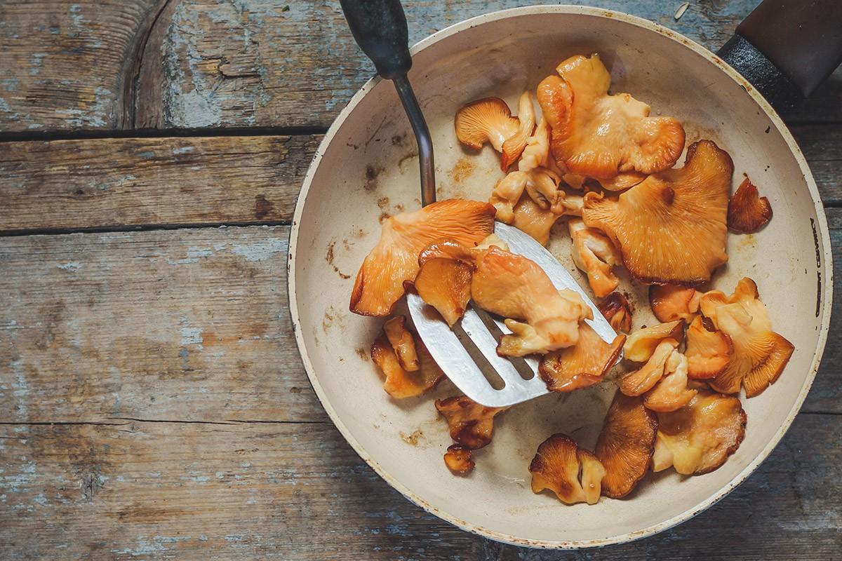 cooked pink oyster mushrooms