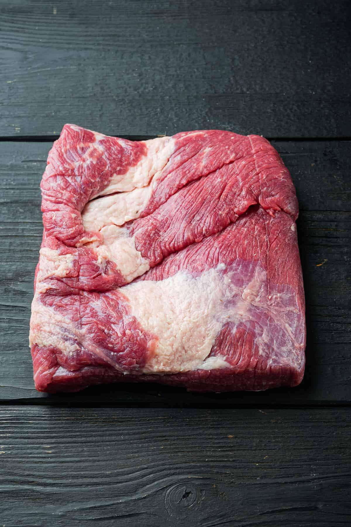 whole piece of raw beef brisket