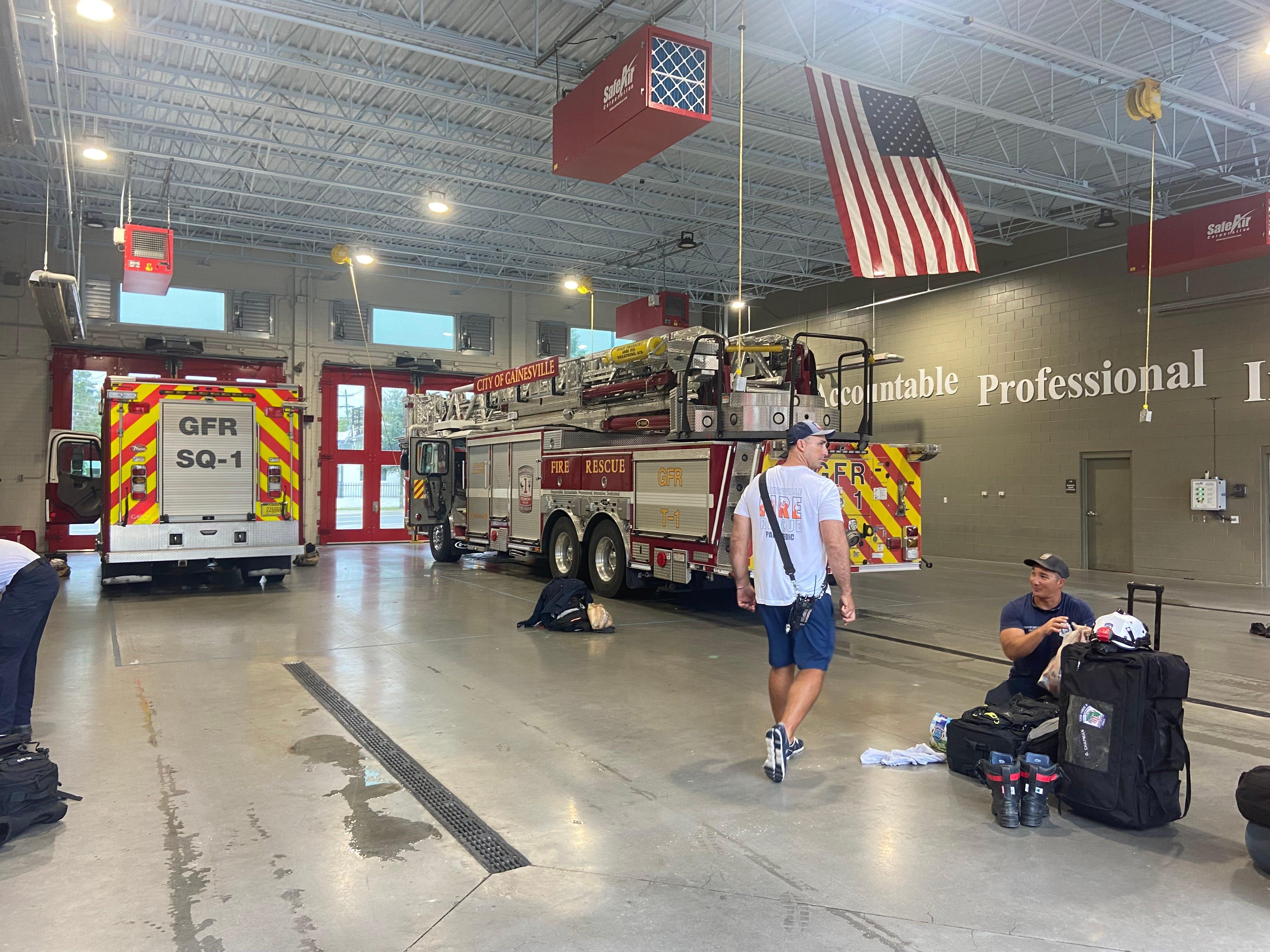 Gainesville Fire Rescue crews prepare to go Marion County to assist where needed from Hurricane Idalia