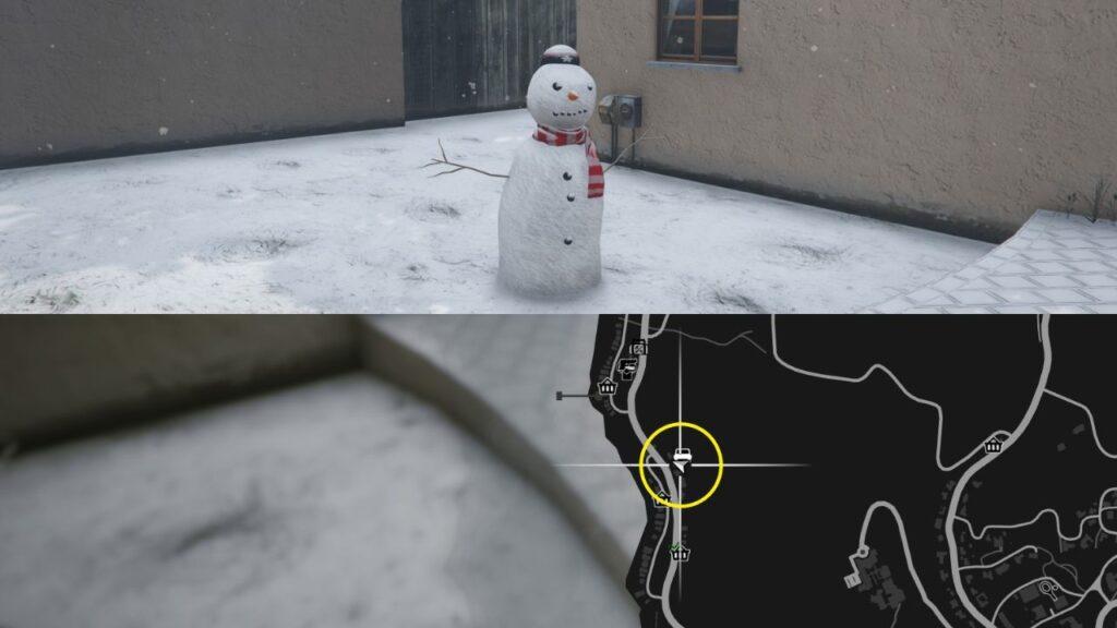 A Snowman and a map of the Banham Canyon in GTA Online.