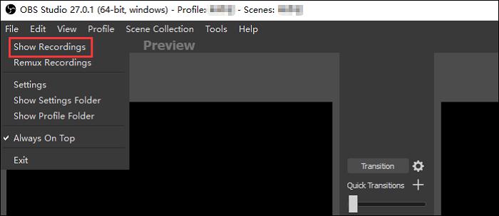 obs show recordings